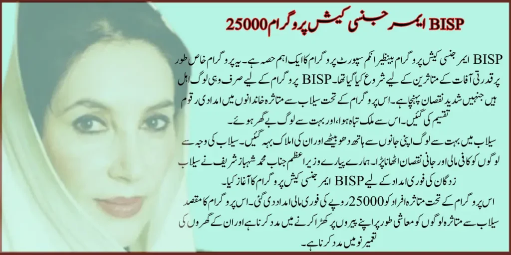 BISP Emergency Cash Program 25000 Check Online Payment